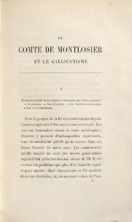 Le comte de Montlosier et le gallicanisme