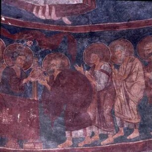 Rhodos. Kapelle Agios Nikolaos Foundoukli, Aufteilung der Eucharistie, Fresko, 18. Jh.