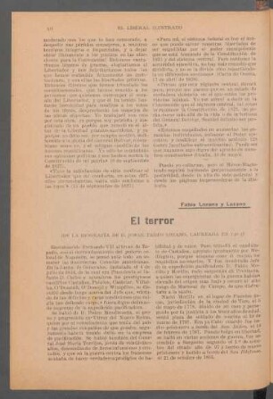 El terror : (De la biografía de D. Jorge Tadeo Lozano, laureada en 1913)