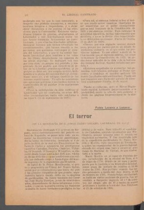 El terror : (De la biografía de D. Jorge Tadeo Lozano, laureada en 1913)
