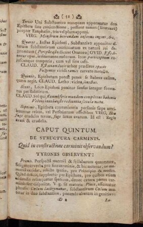 Caput Quintum. De Structura Carminis.