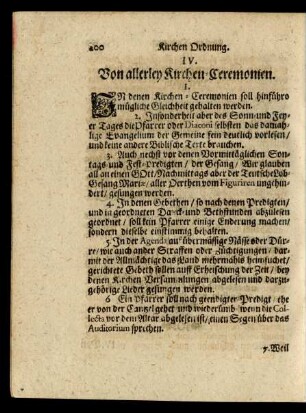 IV. Von allerley Kirchen-Ceremonien.