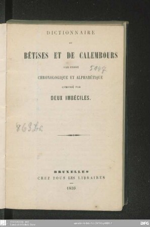 Dictionnaire de bêtises et de calembours : par ordre chronologique et alphabétique