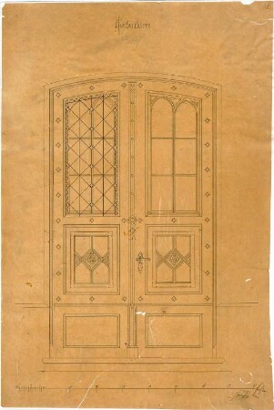 Reiffenstuel, Michael; Gebäudeentwürfe und Architekturdetails - Seitentüren (Aufriss)