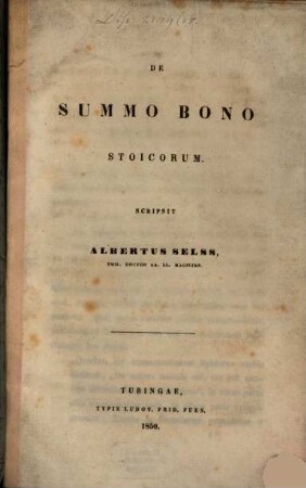 De summo bono Stoicorum