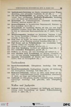 Waffen und Jagdbestände (Nr. 560-603)