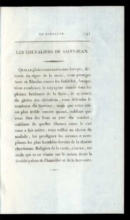 Les Chevaliers De Saint-Jean.