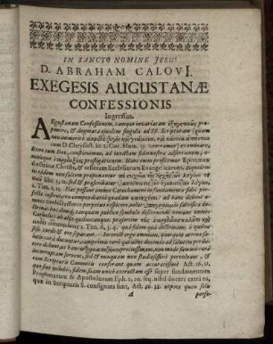 Exegesis Augustanæ Confessionis Ingressus.