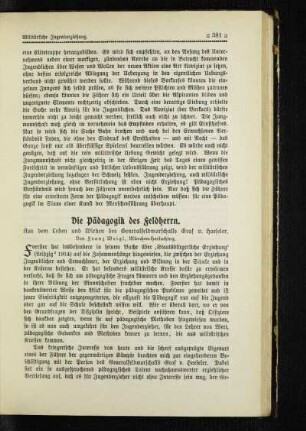 ¬Die¬ Pädagogik des Feldherrn : aus dem Leben und Wirken des Generalfeldmarschalls Graf v. Haeseler