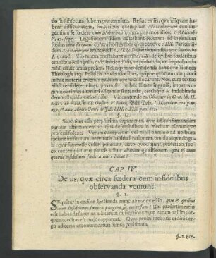 Cap. IV. De iis, quae circa foedera cum infidelibus observanda veniunt