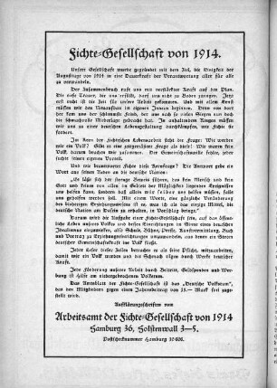 Fichte-Gesellschaft von 1914.
