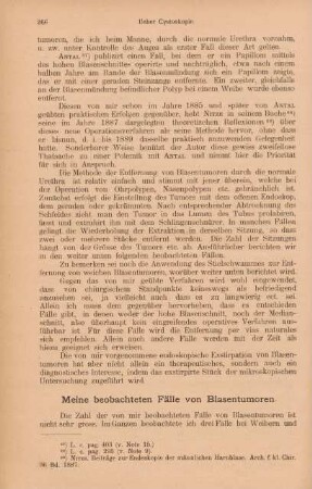 Meine beobachteten Fälle von Blasentumoren
