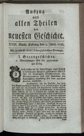 XXIII. Nachl. Coburg, den 5. Junii, 1756.
