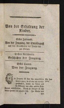 1-92, Erster Abschnitt. Geschichte der Zeugung