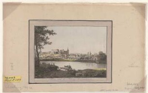 Ansicht von Pirna mit der Festung Sonnenstein, Radierung, um 1800 : Balzer, Anton : Pirna nebst der Festung Sonnenstein / [gez. u. gest. v. Anton Balzer]. - [S.l.] , [ca. 1800]. - 1 Kunstbl. : kolor. Radierung ; 20 x 15 cm