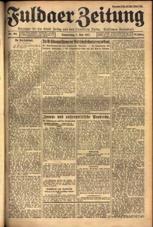 Erste Ausgabe vom Donnerstag, den 05. Mai 1927.