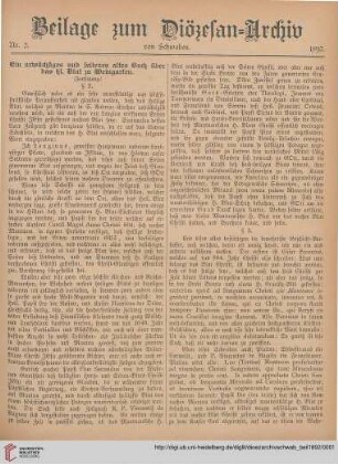 Beilage zum Diözesan-Archiv von Schwaben