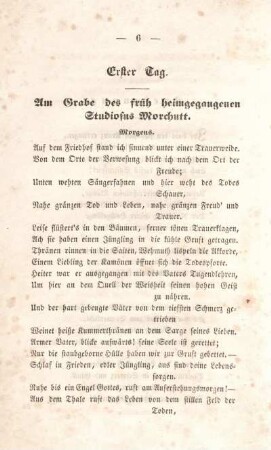 .Am Grabe des früh heimgegangenen Studiosus Morchutt.