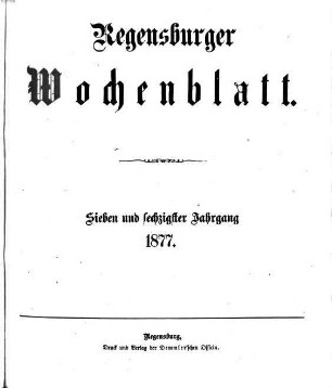 Regensburger Wochenblatt. 67. 1877