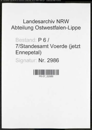 Sterberegister Standesamt Voerde