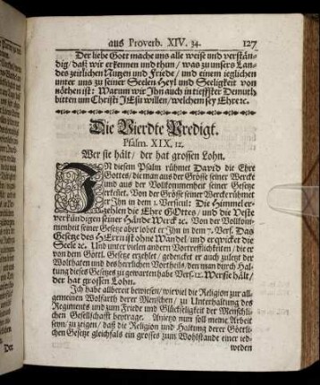 Die Vierdte Predigt. Psalm. XIX. 12.