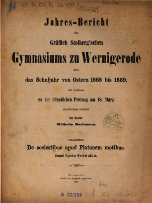 Jahresbericht. 1868/69