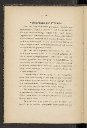 Verwerthung der Produkte.
