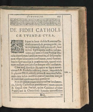 De Fidei Catholicae Tvendae Cura.