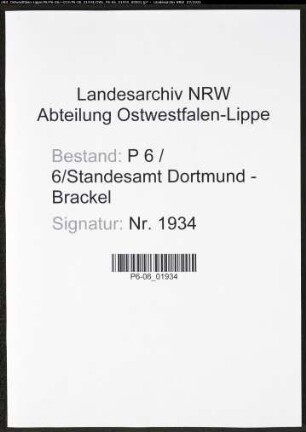Heiratsregister Standesamt Dortmund-Brackel (VI)