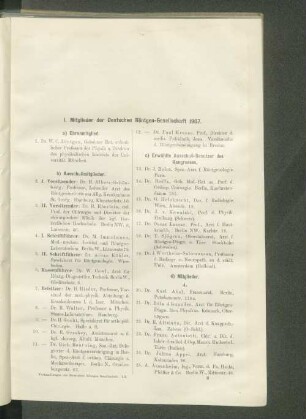 I. Mitglieder der Deutschen Röntgen-Gesellschaft 1907.