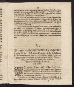 33-41, V. Fürneme Lutheraner halten die Reformirten für Brüder...