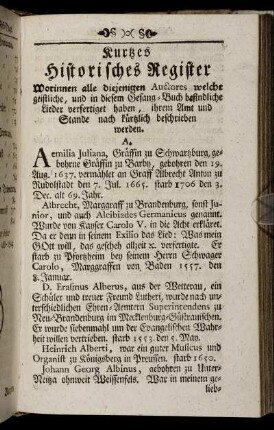 Kurtzes Historisches Register