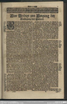 Eine Predigt zum Eingang der Außlegung deß Psalters