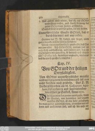 Cap. IV. Von Gott und der heiligen Dreyfaltigkeit.