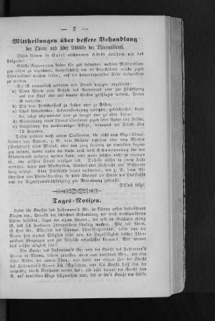 Mittheilungen über bessere Behandlung der Thiere und über Abhülfe der Thierquälerei.