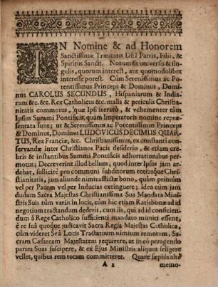 Tractatus Armistitii Hispano-Gallici Ratisbonae d. 15. Augusti 1684 subscriptus