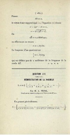 Question 572. Démonstration de la formule ...