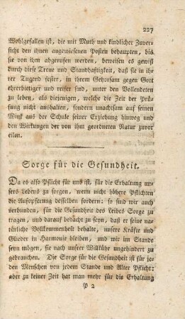 Sorge für die Gesundheit