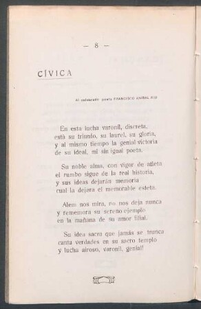 Cívica : Al celebrado poeta Francisco Anibal Ríu