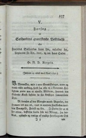 V. Sælhundens anatomiske Beskrivelse.