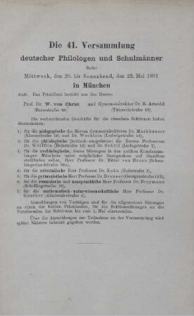 Die 41. Versammlung deutscher Philologen Schulmänner.