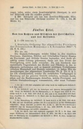 Fünfter Titel. Von den Rechten und Pflichten der Herrschaften und des Gesindes.