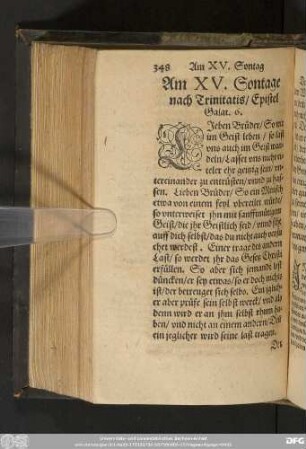 Am XV. Sontage nach Trinitatis/ Epistel Galat. 6.