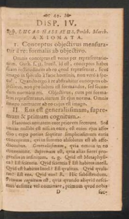 Disp. IV. Resp. Lucas Hassaeus