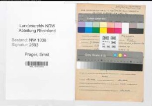 Entnazifizierung Ernst Prager , geb. 07.10.1920 (Buchhaendler)