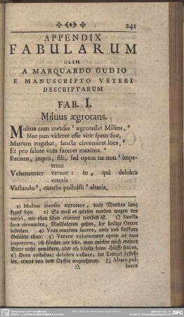 Appendix Fabularum Olim A Marquardo Gudio E Manuscripto Veteri Descriptarum