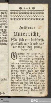 Heilsamer Beicht-Unterricht.
