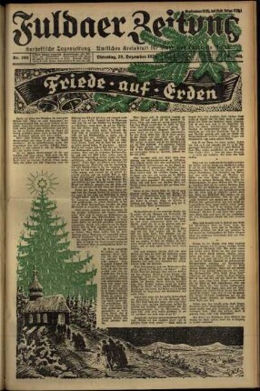 Erste Ausgabe vom Dienstag, den 25. Dezember 1934.