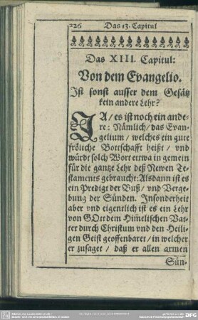 Das XIII. Capitul: Von dem Evangelio