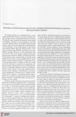 16: Niedawna intensyfikacja badań nad czeskimi Dientzenhoferami zagranicą oraz jej śląskie aspekty
